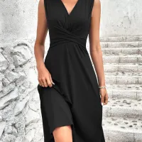 Women's V-Neck Wrap Midi Dress thumbnail 3