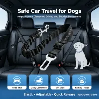 Adjustable Elastic Dog Car Seat Belt Leash thumbnail 3