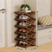 Folding Bamboo Multi-Layer Shoe Rack thumbnail 5