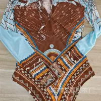 Printed Long Sleeve One-Piece Swimsuit thumbnail 6