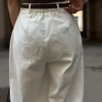 White Linen Wide Leg Formal Pants thumbnail 5