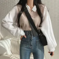 Y2K Korean Polo Collar Summer Blouse thumbnail 4