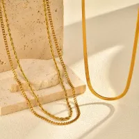 Gold Plated Layered Necklace Set thumbnail 4
