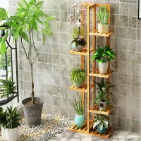 Bamboo Tiered Plant Stand Shelf Rack thumbnail 2