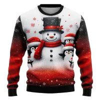 3D Snowman Santa Ugly Christmas Sweater thumbnail 3