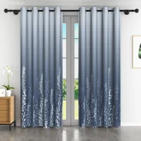Gradient Leaf Print Blackout Curtains thumbnail 1