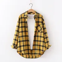 Women's Cotton Flannel Plaid Shirt thumbnail 5