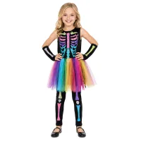 Rainbow Skeleton Kids Halloween Dress thumbnail 3