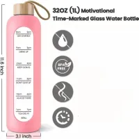 32oz Time-Marked Glass Water Bottle thumbnail 5