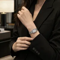 Silver Rectangle Quartz Bracelet Watch thumbnail 3