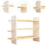 3-Tier Wood Desktop Organizer Rack thumbnail 3
