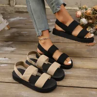 Ladies Elastic Grass Weave Sandals thumbnail 1