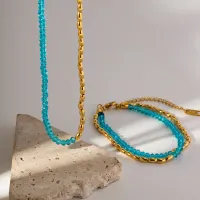 Gold Plated Blue Bead Bracelet thumbnail 6