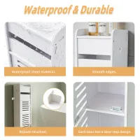 White Slim Bathroom Storage Cabinet thumbnail 5