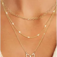 Dainty Layered Gold Necklace Set thumbnail 1