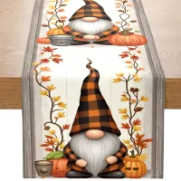 Autumn Plaid Elf Pumpkin Table Runner thumbnail 1