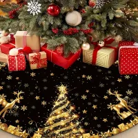 Black & Gold Glitter Christmas Tree Skirt thumbnail 3