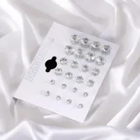 12 Pairs Zircon Stud Earrings Set thumbnail 6