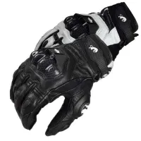 Black Racing Leather Motorcycle Gloves thumbnail 6