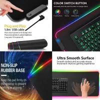 White XXL RGB Gaming Desk Mat thumbnail 4