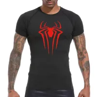 Spider Print Compression Shirt Men thumbnail 6