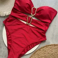 Metal Ring Cut Out Bandeau One Piece Swimsuit thumbnail 3