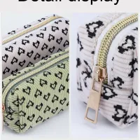 Heart Print Corduroy Pencil Case thumbnail 6