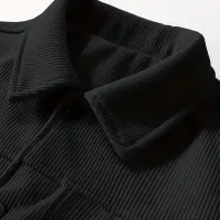 Men's Black Corduroy Trucker Jacket thumbnail 4