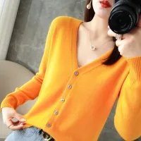 Women's V-Neck Loose Knit Cardigan thumbnail 3