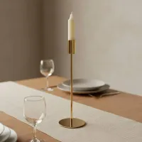 Gold Metal Candle Holder Set thumbnail 1