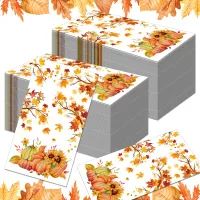 Thanksgiving Maple Leaf Pumpkin Napkins thumbnail 1