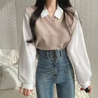 Y2K Korean Polo Collar Summer Blouse thumbnail 3