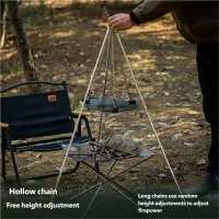 Triangular BBQ Grill Pot Rack with Chain thumbnail 4