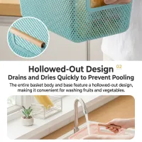 Stackable Mesh Storage Basket with Wooden Handle thumbnail 2