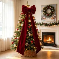 Large Red Velvet Bow Christmas Topper thumbnail 3