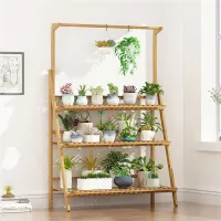 Folding Bamboo 3-Tier Plant Stand thumbnail 1