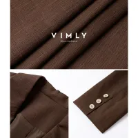 VIMLY Brown Texture Oversized Blazer thumbnail 5