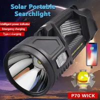 Solar USB Rechargeable XHP70 LED Flashlight thumbnail 2