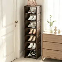 8-Tier Slim Black Shoe Rack Organizer thumbnail 4