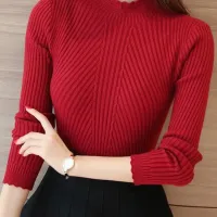 Mock Neck Ruffle Knit Sweater thumbnail 1