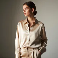 Korean Satin Slim Fit Blouse thumbnail 5