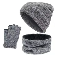Winter Knitted Beanie Scarf Gloves Set thumbnail 3