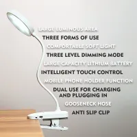 USB LED Clip On Desk Lamp with Gooseneck thumbnail 4