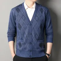 Men's V-Neck Button Knit Cardigan Jacket thumbnail 2