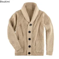 Men's Shawl Collar Cotton Cardigan Sweater thumbnail 4