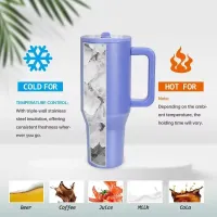 40 oz Insulated Tumbler with Handle Straw Double Wall Vacuum Leakproof Thermal Iced Travel Mug Hot Drink Coffee Cup with Lid thumbnail 3
