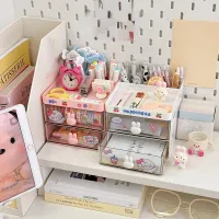 Cute Pen Desk Holder Storage Box Organizer Girl Drawer-type Desktop Student Stationery Handbook Nine Grids Storage Box thumbnail 3