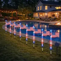 Solar American Flag Stake Lights thumbnail 3
