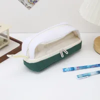 Large Capacity Cute ship Double Zipper Pencil Case Color Block Stationery Organizer Pencil Pouch Student Back To School Supplies thumbnail 6
