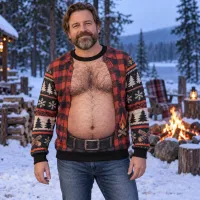 Lumberjack Dad Bod Ugly Christmas Sweater thumbnail 6